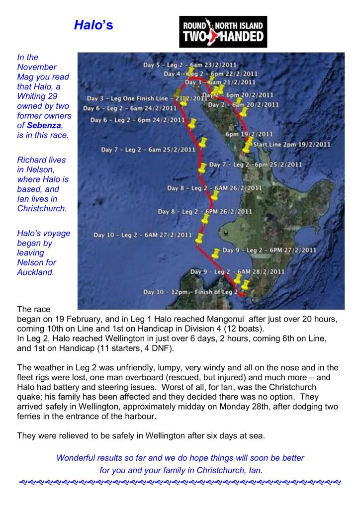 Halo in Round North Island Two Handed Race  -Exract from Reactor Magazine March 2011