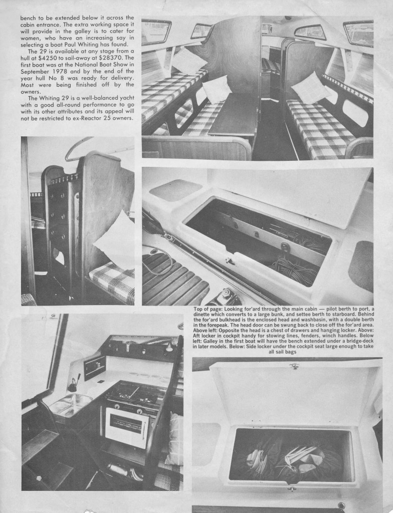Band Wagon Whiting 29 sailing and construction details from Sea Spray April 1979