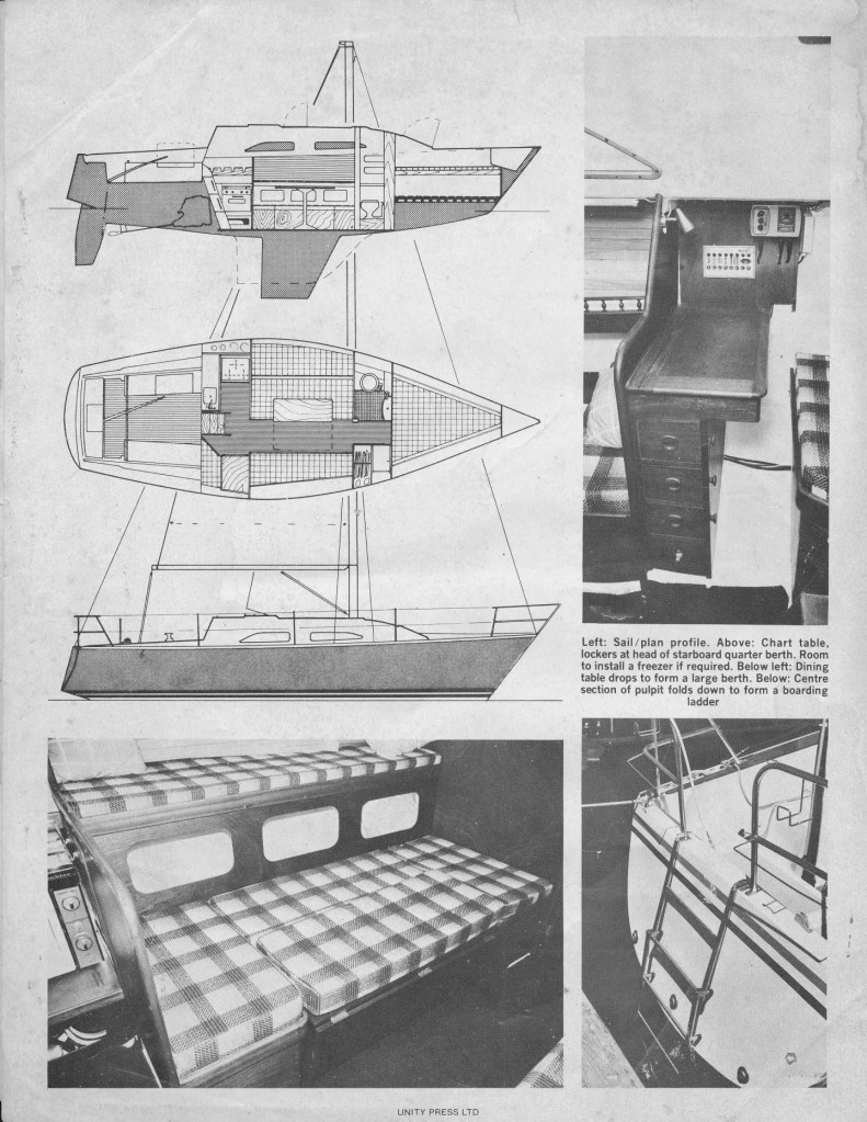 Whiting 29 interior and accommodation plans from Sea Spray April 1979